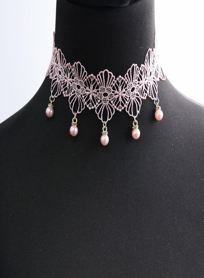 Ximerinf Pink Lace Choker Necklace Set, 10 Pieces (Pink) - Image 3